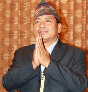 UCPN-Maoist candidate for the Vice-Presidential election, Nanda Bahadur Pun, greets lawmakers before the voting begins at the Parliament building, in Kathmandu, on Saturday, October 31, 2015. Photo: RSS